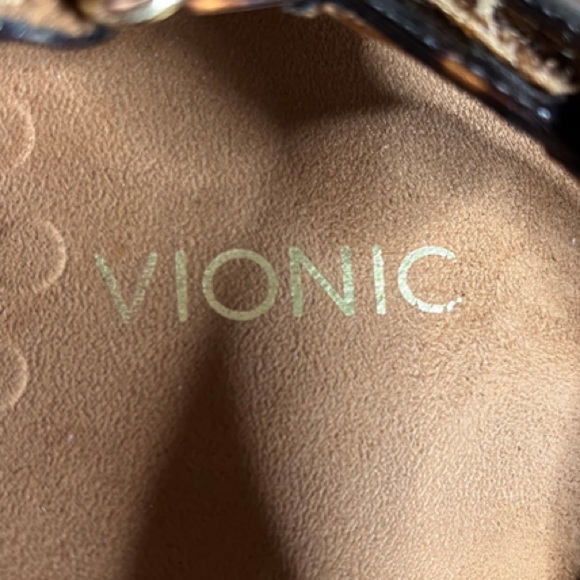 FINAL SALE Vionic Paros Flat Tortoiseshell Strappy Faux Leather Sandals 10 - Picture 12 of 13